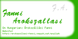 fanni arokszallasi business card